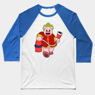 Pig as Firefighter with Fire extinguisher Baseball T-Shirt